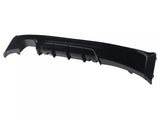A black car rear diffuser with fins is displayed in isolation against a white background.