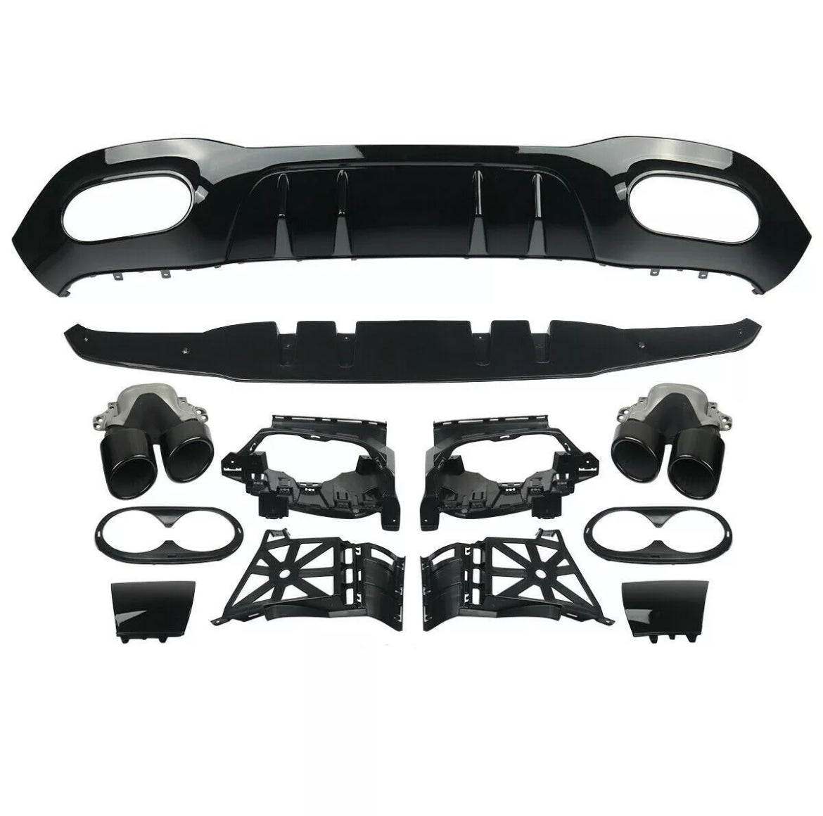 A Class - W177: A45 Style Gloss Black Diffuser & Tailpipes 18-23