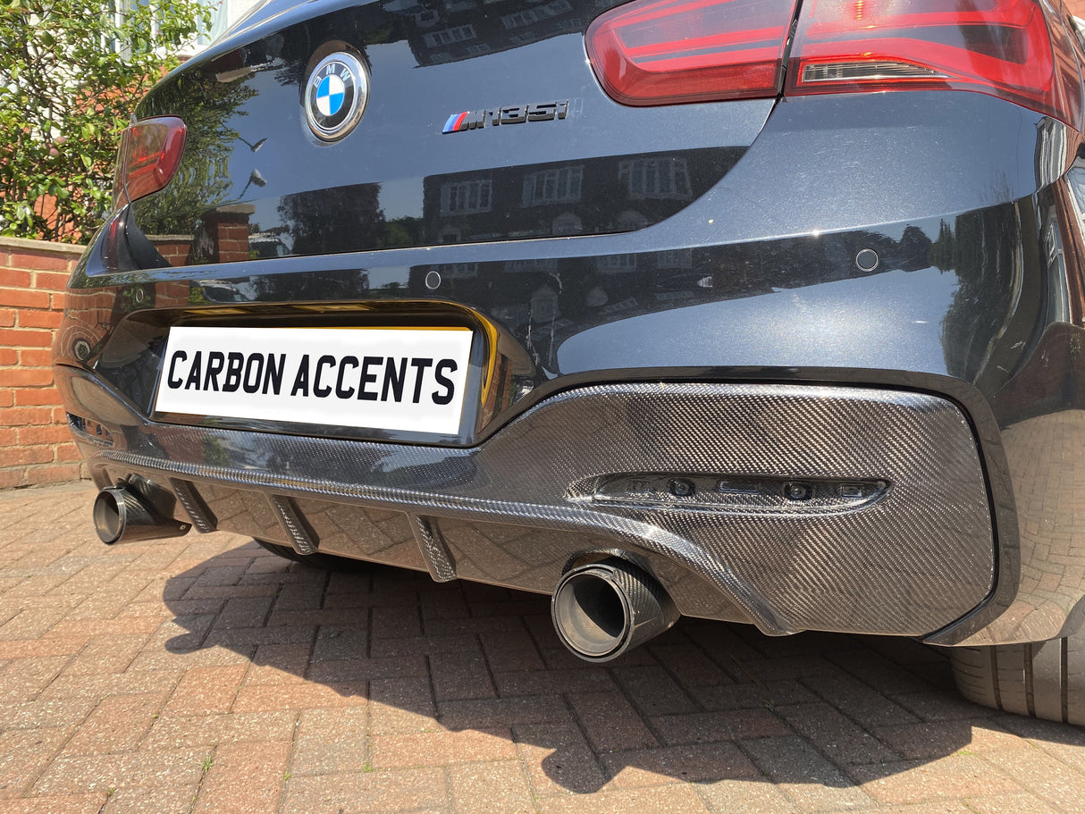 1 Series - F20/F21 LCI: Carbon Fibre Diffuser - Carbon Accents